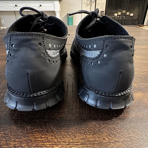 Cole Haan ZEROGRAND Wingtip Oxford Black Silver Reflective Stitch Mens 9.5 M - Picture 4 of 7